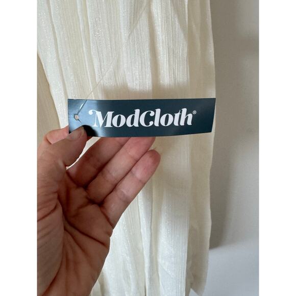 ModCloth “The Pleat-est Things” Mini Dress – Ivory, Size Medium, NEW - Picture 8 of 13